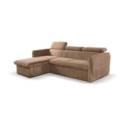 Sofá esquinero extensible en forma de L con espacio de almacenamiento BEJA beige izquierdo