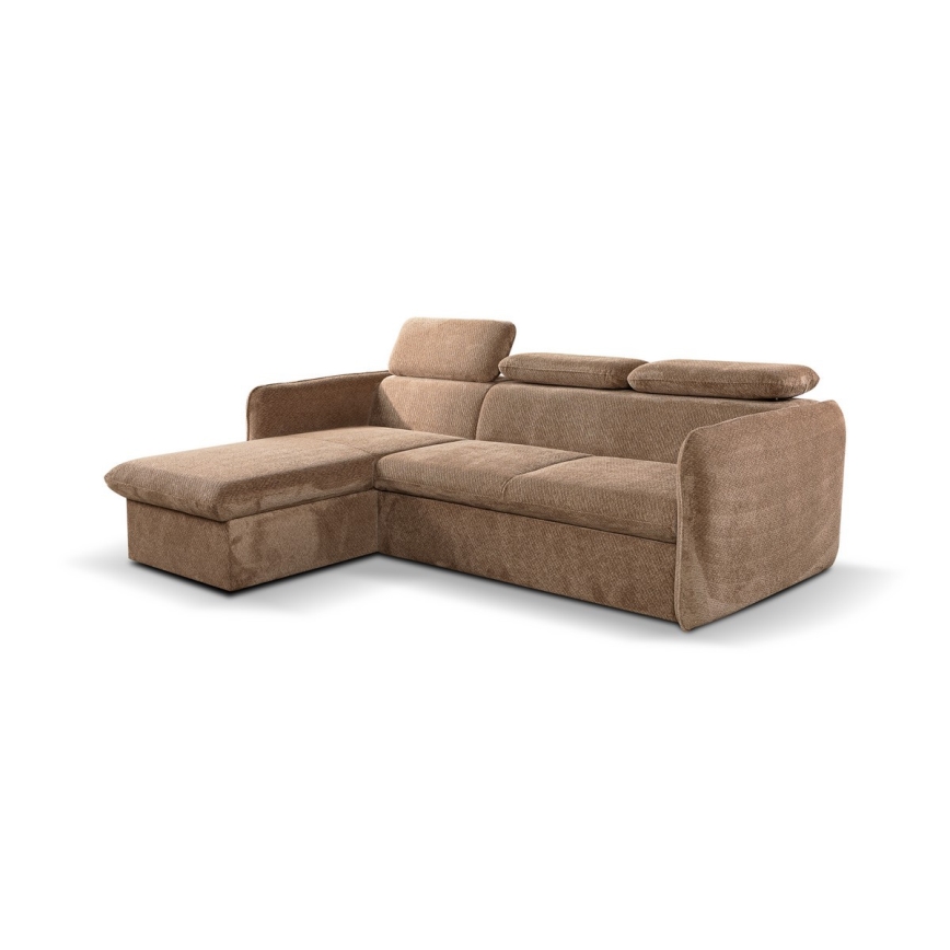 Sofá esquinero extensible en forma de L con espacio de almacenamiento BEJA beige izquierdo