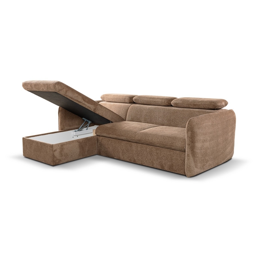 Sofá esquinero extensible en forma de L con espacio de almacenamiento BEJA beige izquierdo