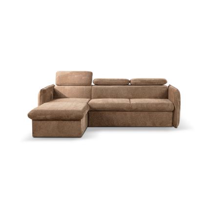 Sofá esquinero extensible en forma de L con espacio de almacenamiento BEJA beige izquierdo