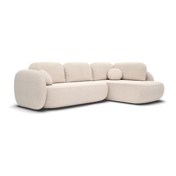 Sofá esquinero cama en L con almacenaje OLBIA, orientación derecha, beige