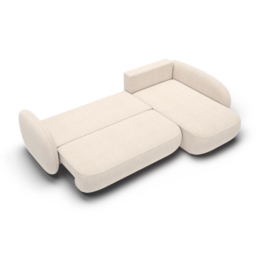 Sofá esquinero cama en L con almacenaje OLBIA, orientación derecha, beige
