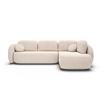 Sofá esquinero cama en L con almacenaje OLBIA, orientación derecha, beige