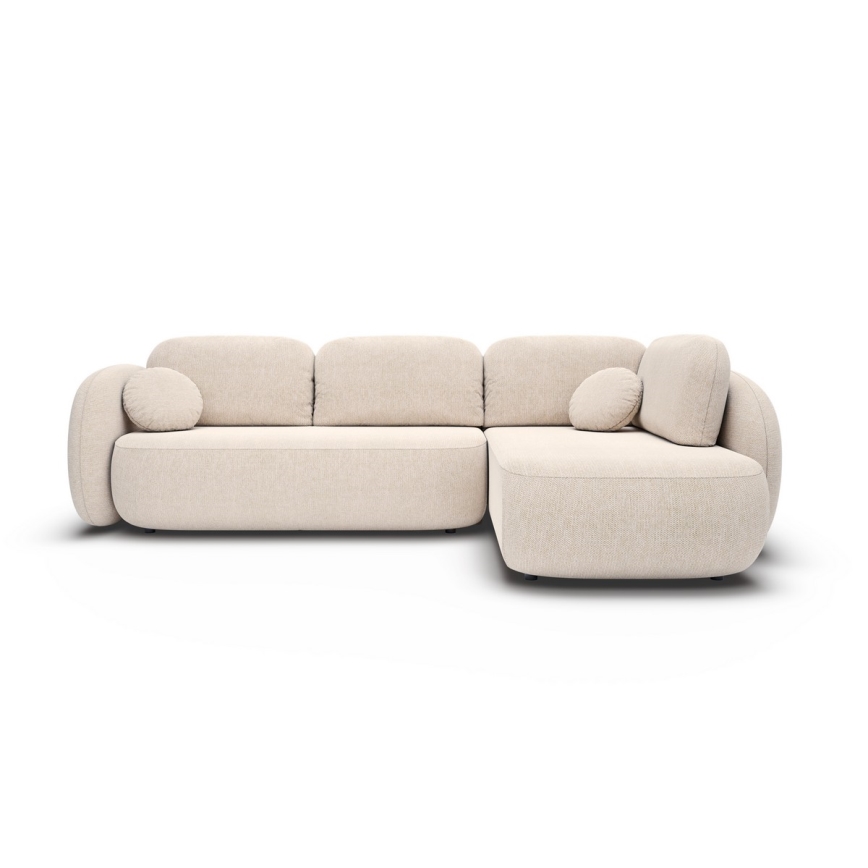 Sofá esquinero cama en L con almacenaje OLBIA, orientación derecha, beige
