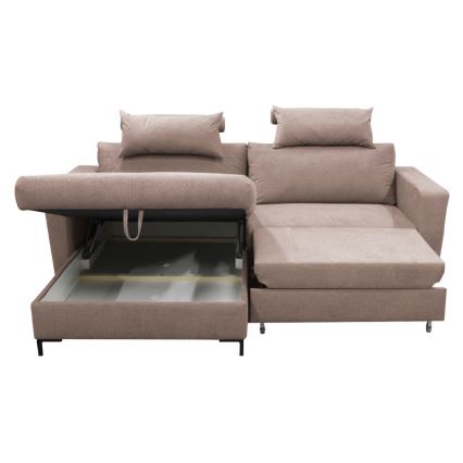 Sofá esquinero cama en L HORTA con arcón, orientación izquierda, rosa