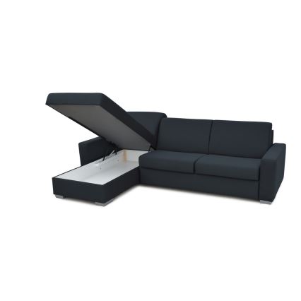 Sofá esquinero cama desplegable para uso diario con espacio de almacenamiento en L LEKA izquierdo azul