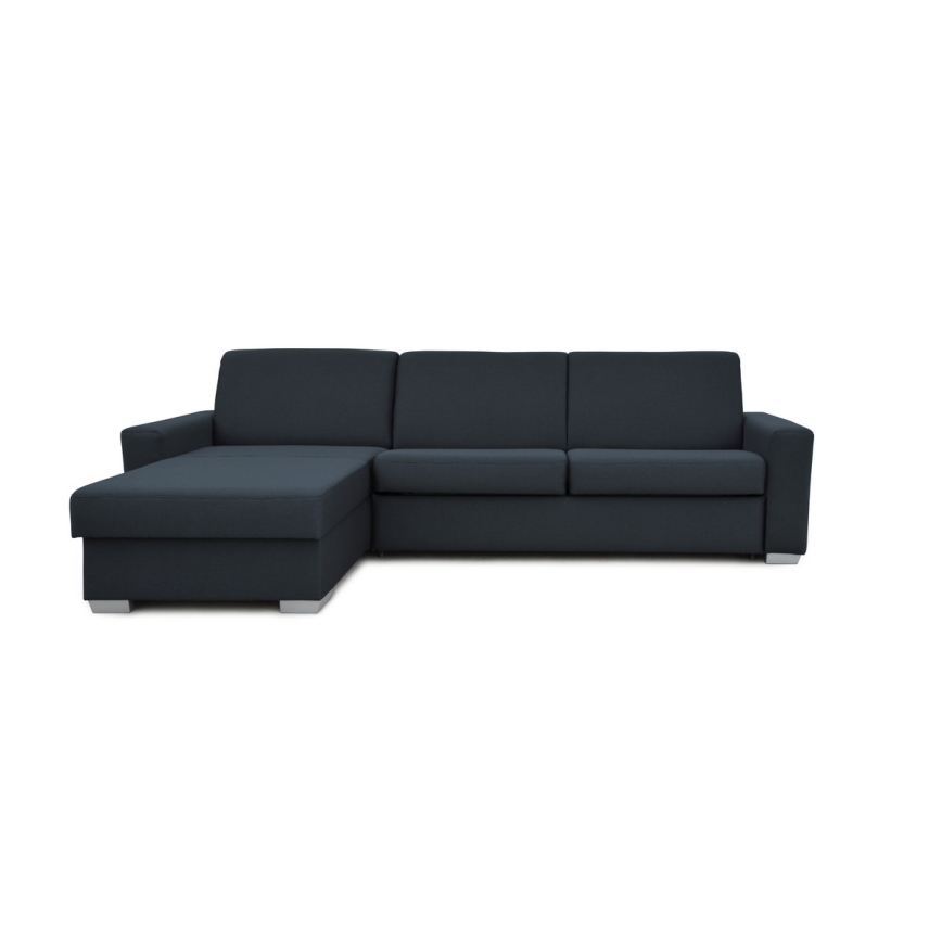 Sofá esquinero cama desplegable para uso diario con espacio de almacenamiento en L LEKA izquierdo azul