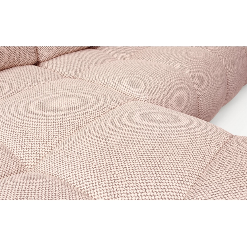 Sofá cama esquinero tapizado con arcón en L ALMADA, orientación izquierda, rosa