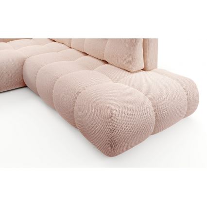 Sofá cama esquinero tapizado con arcón en L ALMADA, orientación izquierda, rosa