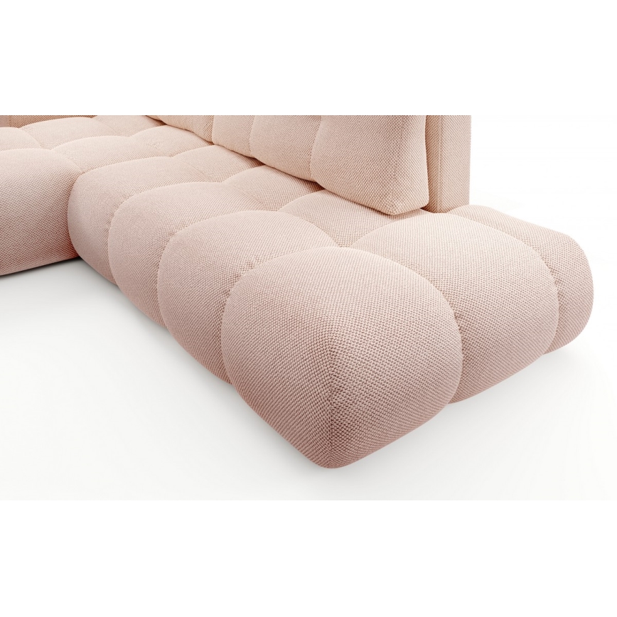 Sofá cama esquinero tapizado con arcón en L ALMADA, orientación izquierda, rosa