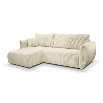 Sofá esquinero cama universal en L con arcón FRIDA crema