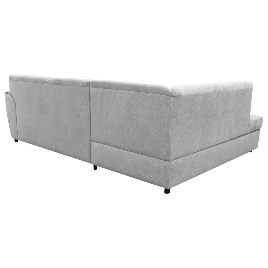 Sofá esquinero con cama abatible en L SERPA, con arcón, lado izquierdo, gris