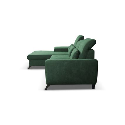 Sofá cama esquinero tapizado con baúl en L ALTA izquierdo verde