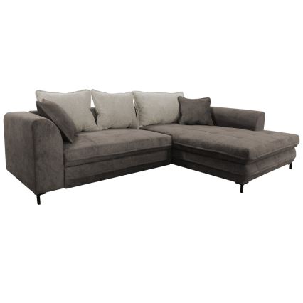 Sofá cama esquinero en L con arcón LAGOA, lado derecho, taupe/gris