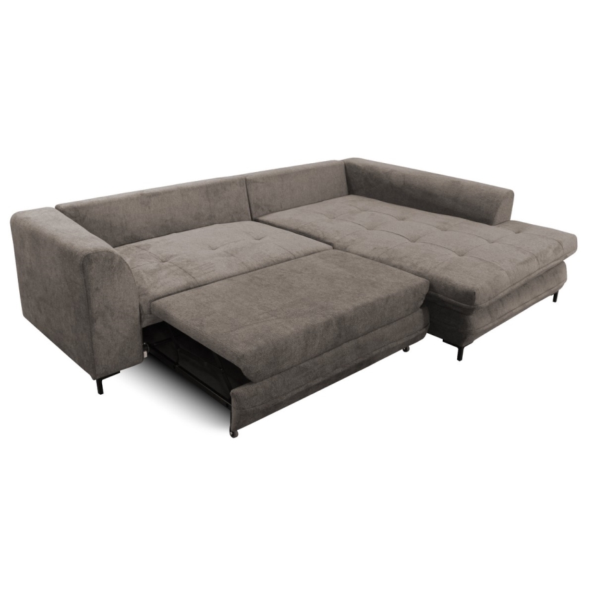 Sofá cama esquinero en L con arcón LAGOA, lado derecho, taupe/gris