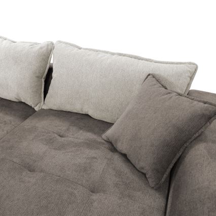 Sofá cama esquinero en L con arcón LAGOA, lado derecho, taupe/gris