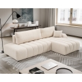 Sofá esquinero convertible en cama con arcón de almacenaje en L DESIO, orientación derecha, beige