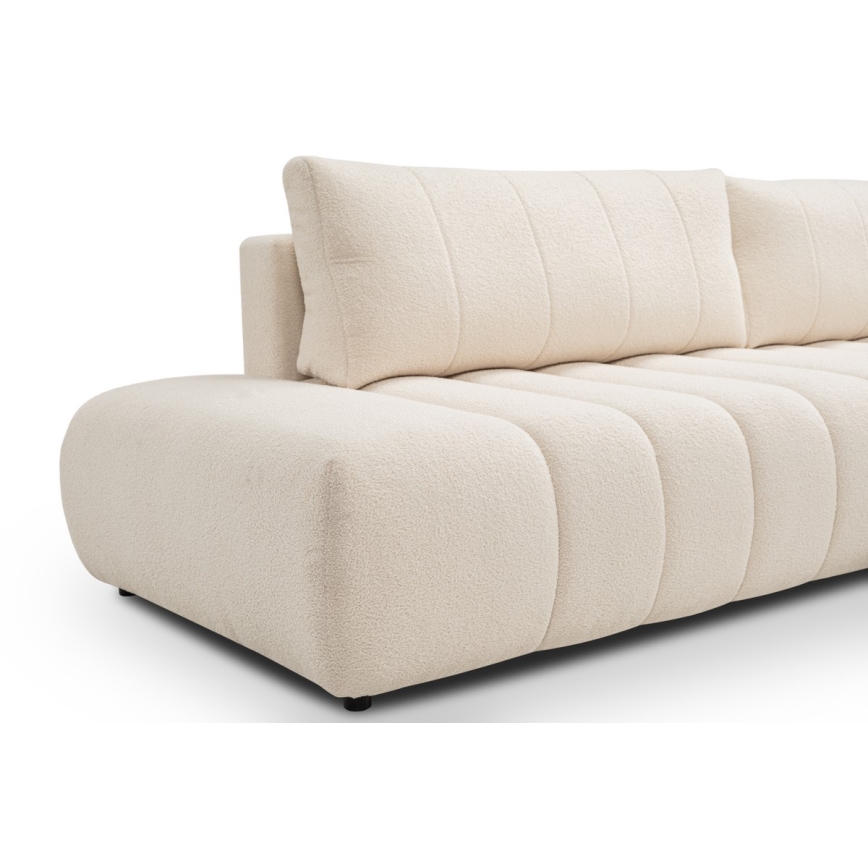 Sofá esquinero convertible en cama con arcón de almacenaje en L DESIO, orientación derecha, beige