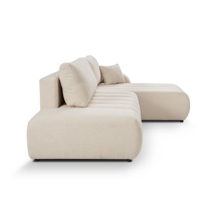 Sofá esquinero convertible en cama con arcón de almacenaje en L DESIO, orientación derecha, beige
