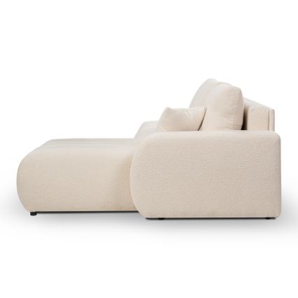 Sofá esquinero convertible en cama con arcón de almacenaje en L DESIO, orientación derecha, beige