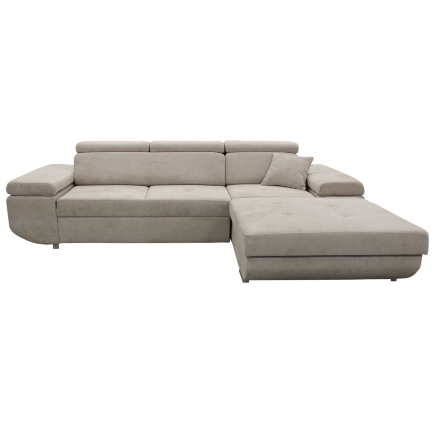 Sofá esquinero convertible en cama en L con arcón de almacenamiento CASTELO, orientación derecha, gris