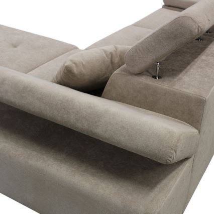Sofá esquinero convertible en cama en L con arcón de almacenamiento CASTELO, orientación derecha, gris