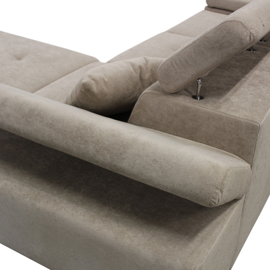 Sofá esquinero convertible en cama en L con arcón de almacenamiento CASTELO, orientación derecha, gris