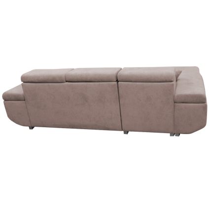 Sofá esquinero convertible en L CASTELO con arcón de almacenaje, versión izquierda, beige