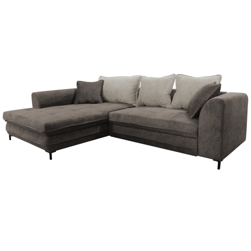 Sofá esquinero convertible en L con espacio de almacenamiento LAGOA, versión izquierda, taupe/gris