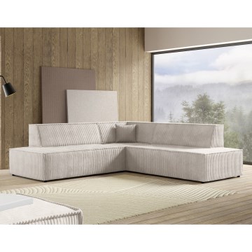 Sofá esquinero convertible en L TERAMO con arcón de almacenamiento, orientación derecha, beige