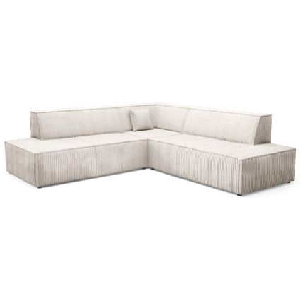 Sofá esquinero convertible en L TERAMO con arcón de almacenamiento, orientación derecha, beige