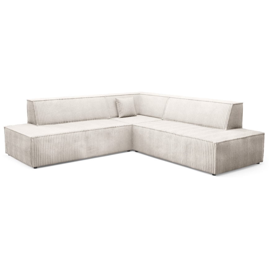 Sofá esquinero convertible en L TERAMO con arcón de almacenamiento, orientación derecha, beige
