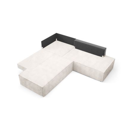 Sofá esquinero convertible en L TERAMO con arcón de almacenamiento, orientación derecha, beige