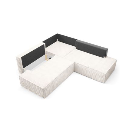 Sofá esquinero convertible en L TERAMO con arcón de almacenamiento, orientación derecha, beige