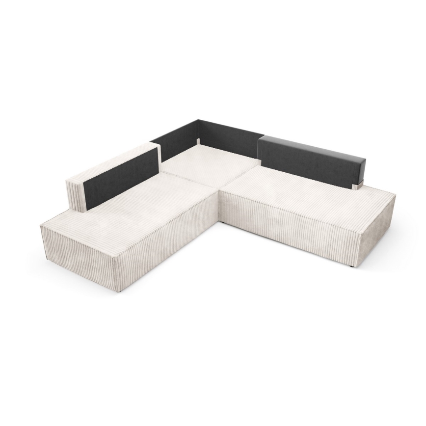 Sofá esquinero convertible en L TERAMO con arcón de almacenamiento, orientación derecha, beige