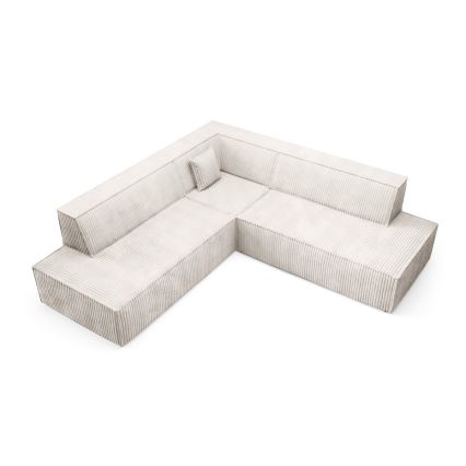 Sofá esquinero convertible en L TERAMO con arcón de almacenamiento, orientación derecha, beige