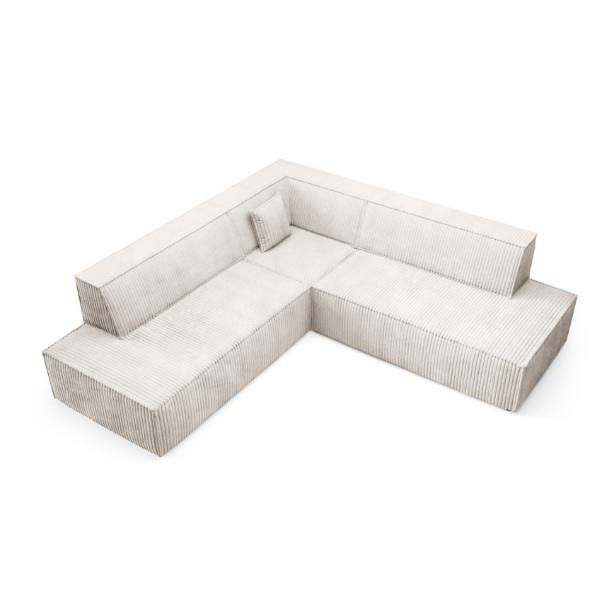 Sofá esquinero convertible en L TERAMO con arcón de almacenamiento, orientación derecha, beige
