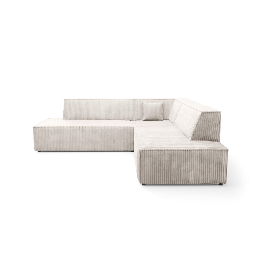 Sofá esquinero convertible en L TERAMO con arcón de almacenamiento, orientación derecha, beige