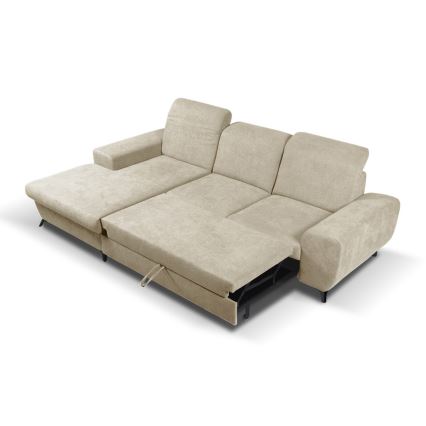 Sofá esquinero cama tapizado con arcón en L ALTA izquierdo beige
