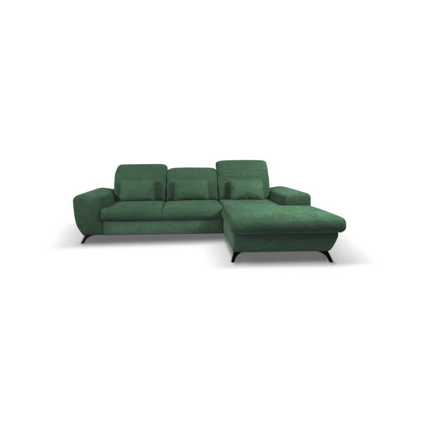 Sofá cama esquinero tapizado ALTA en L con arcón, lado derecho, verde