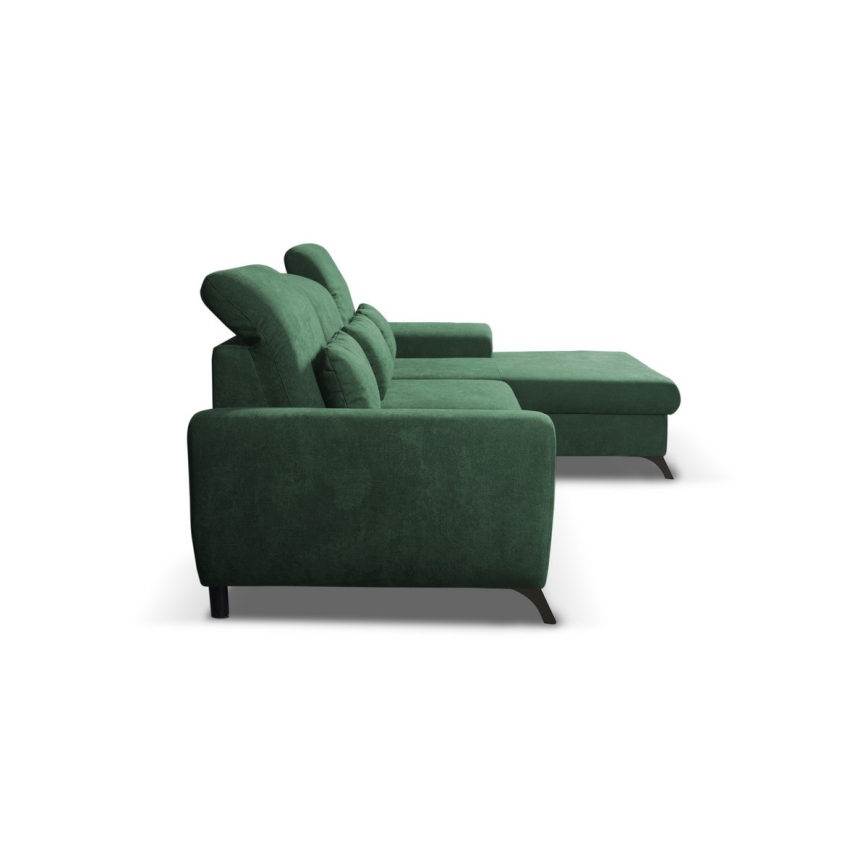 Sofá cama esquinero tapizado ALTA en L con arcón, lado derecho, verde
