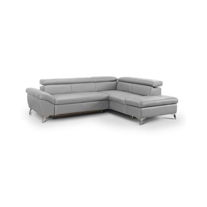 Sofá esquinero de cuero extensible en L SALERNO II derecha gris