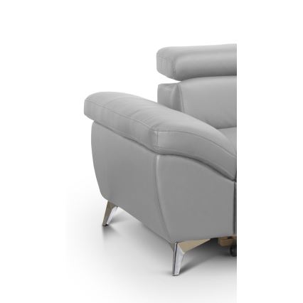 Sofá esquinero de cuero extensible en L SALERNO II derecha gris