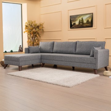 Sofá esquinero en forma de L KORFU, gris, orientación izquierda