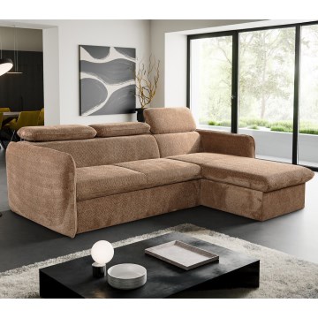 Sofá esquinero extensible en forma de L con espacio de almacenamiento BEJA beige izquierdo