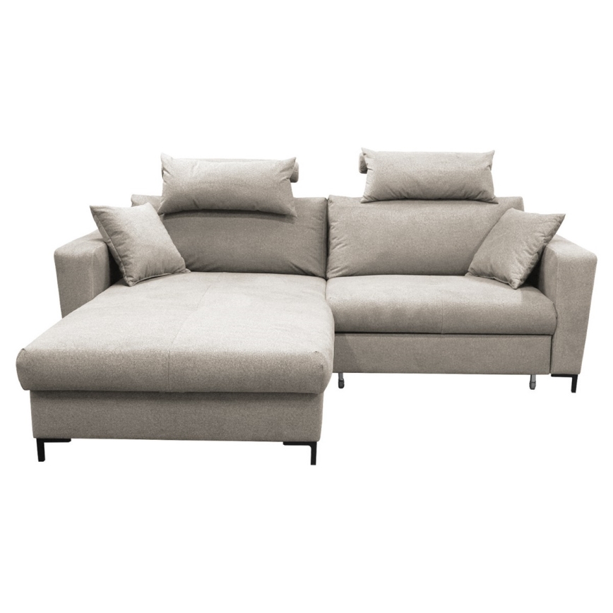 Sofá esquinero izquierdo convertible en cama con arcón de almacenamiento en L HORTA, gris