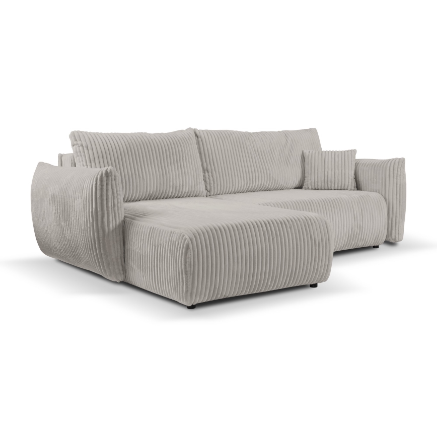 Sofá cama esquinero reversible con arcón de almacenamiento en L FRIDA gris