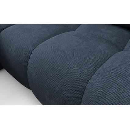 Sofá esquinero convertible en L ALMADA, tapizado, con arcón, orientación izquierda, azul