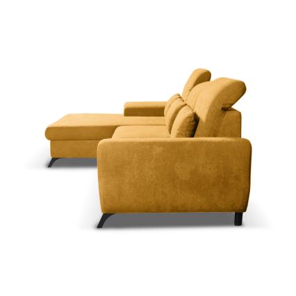 Sofá cama esquinero tapizado ALTA en L con arcón de almacenamiento, configuración izquierda, color amarillo