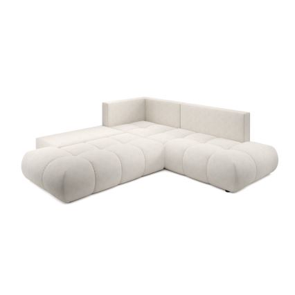 Sofá cama esquinero en L ALMADA, tapizado, con arcón, izquierdo, beige